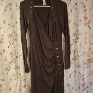 Elegant Brown Long Sleeve Dress